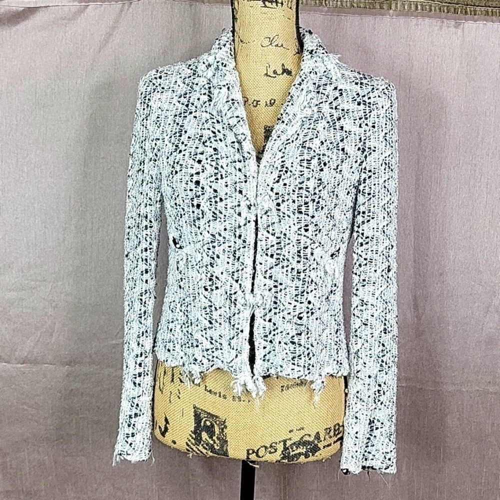 ANNE KLEIN NEW YORK Open Weave Crochet Silk Jacket Size 4